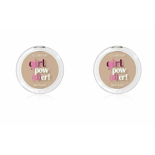 CLARESA Пудра компактная с матовым эффектом Girl Pow(d)er тон 03 Sunkissed, 12 г, 2 штуки