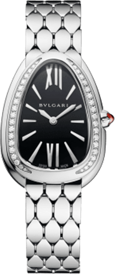 Наручные часы BVLGARI, нерж. сталь, бриллиант, серебряный, черный