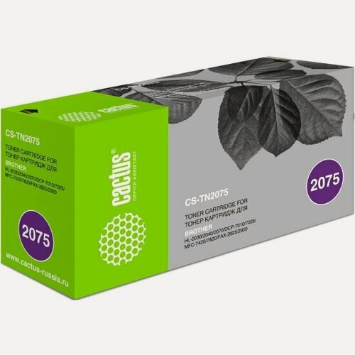 Изображение товара Тонер Картридж Cactus CS-TN-2075 черный (2500стр.) для Brother DCP-7010/7010R/7020/7025/7025R/FAX-