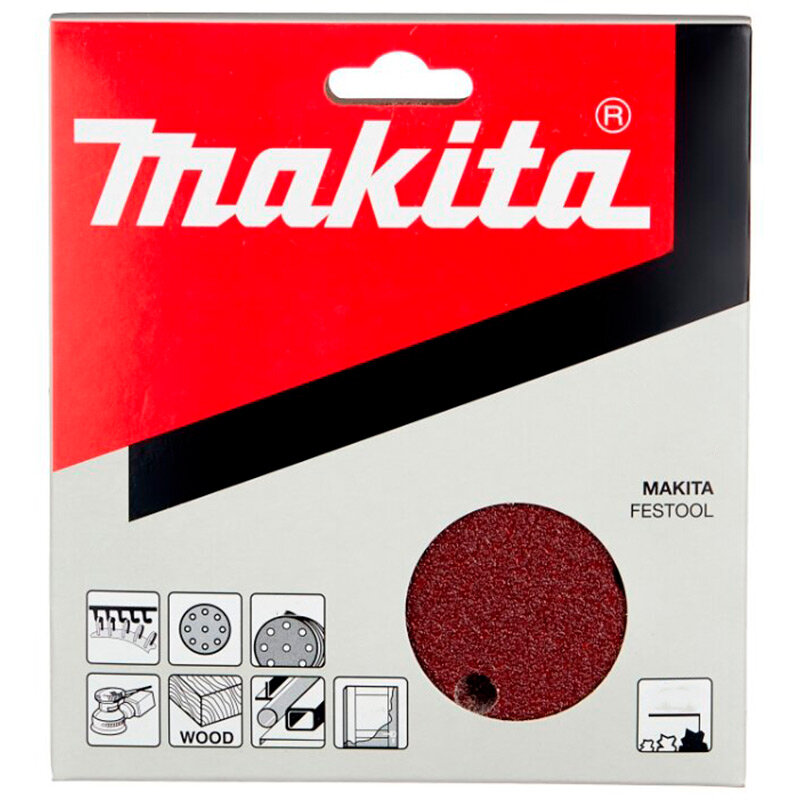 Бумага шлифовальная Makita 150 мм, K100, красная, 50 шт.