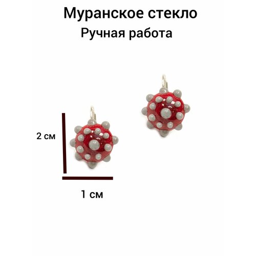 фото Серьги divetro, муранское стекло, красный