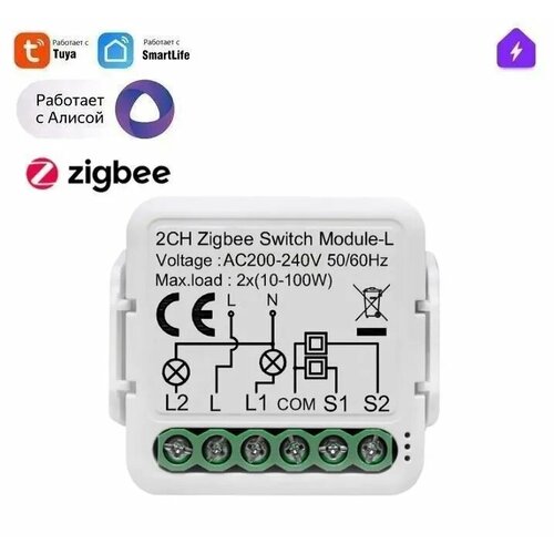 Новое Умное реле микромодуль ZIGBEE 30 на 2 канала для Яндекс Алисы Tuya Mini без нуля с конденсатором 219900₽