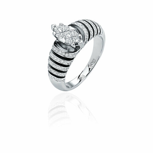 Кольцо помолвочное Эстет, белое золото, 750 проба, родирование, бриллиант, размер 17, бесцветный кольцо с лунным камнем и бриллиантами из белого золота 750 пробы