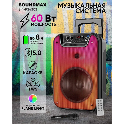 Портативная акустика SOUNDMAX SM-PS4303чёрный 529000₽
