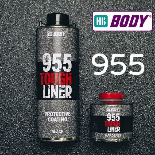 фото Защитное покрытие HB Body 955 Tough Liner полиуретановое 2К (3:1), черный, 0,6+0,2 л