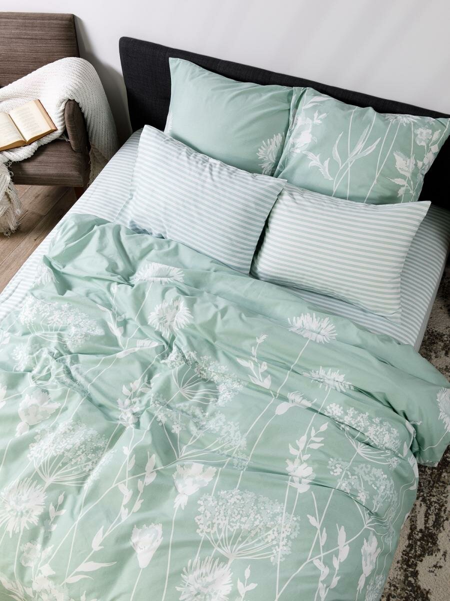 фото Постельное белье Luisa de Rizzo "Травы" 70954-1+70471-10 Поплин 2 сп. (70х70)