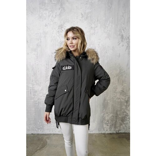 фото Пуховик, размер s, зеленый, хаки piccante style