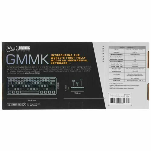 Клавиатура проводная Glorious GMMK Compact GLO-GMMK-COM-BRN-W механическая Gateron Brown клавиш - 61 USB белая 1321800₽