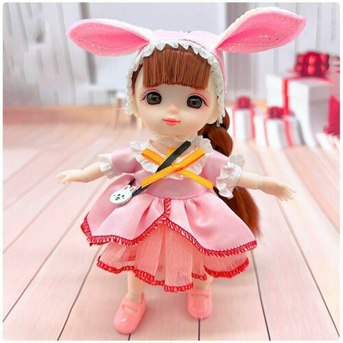 Шарнирная кукла Senli в розовом наряде с ушками 16 см кукла ручки и ножки на шарнирах without 2223891