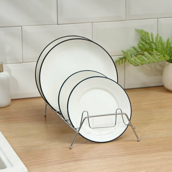 Сушилка для тарелок на 7 предметов Доляна, 28 14 13 см, цвет хромированный