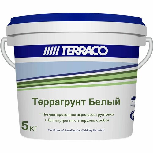 Грунтовка для внутренних и наружных работ Terraco Террагрунт белый 5 кг грунтовка универсальная terraco террагрунт белый 10кг