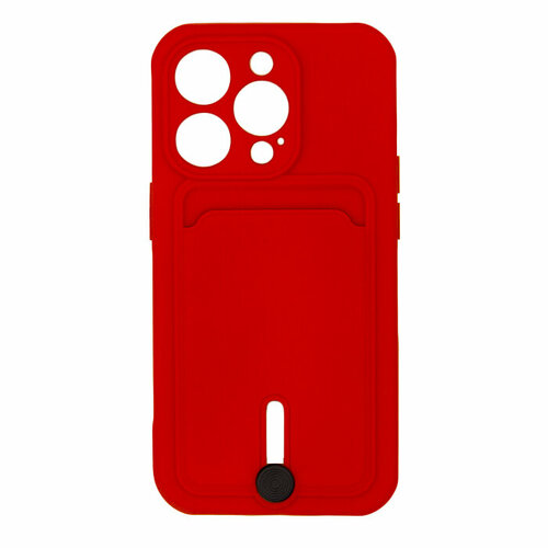 Чехол для iPhone 14 Pro с отделением для карт Button Card Case красный
