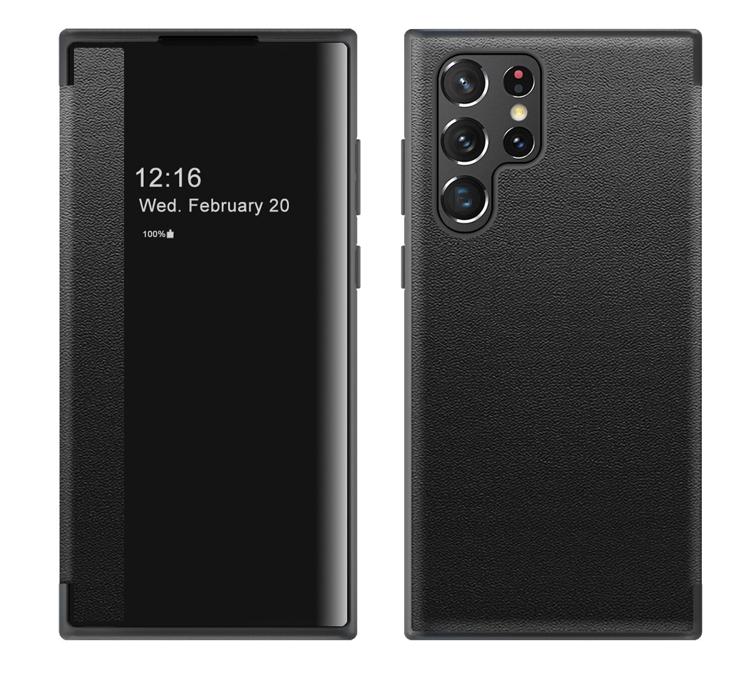 Чехол-кейс MyPads Finestra laterale для Samsung Galaxy S23 Ultra с боковым окном водоотталкивающий черный