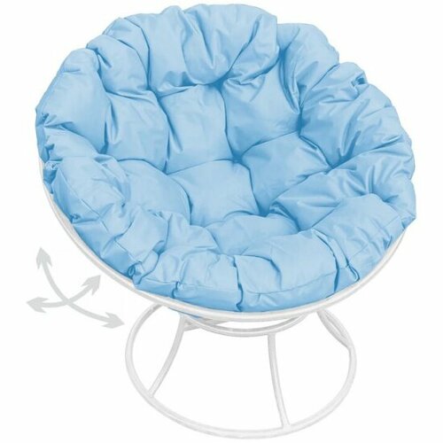 Садовое кресло M-group Папасан пружинка белое + голубая подушка