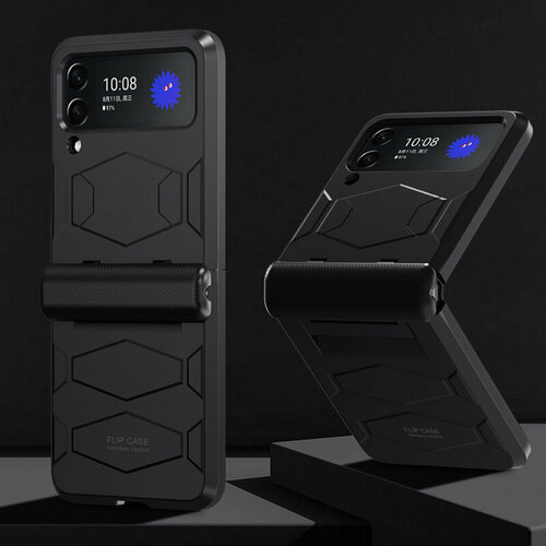 смартфон samsung galaxy z flip4 8 512gb graphite Противоударный усиленный ударопрочный фирменный чехол-бампер-пенал MyPads для Samsung Galaxy Z Flip4 черный