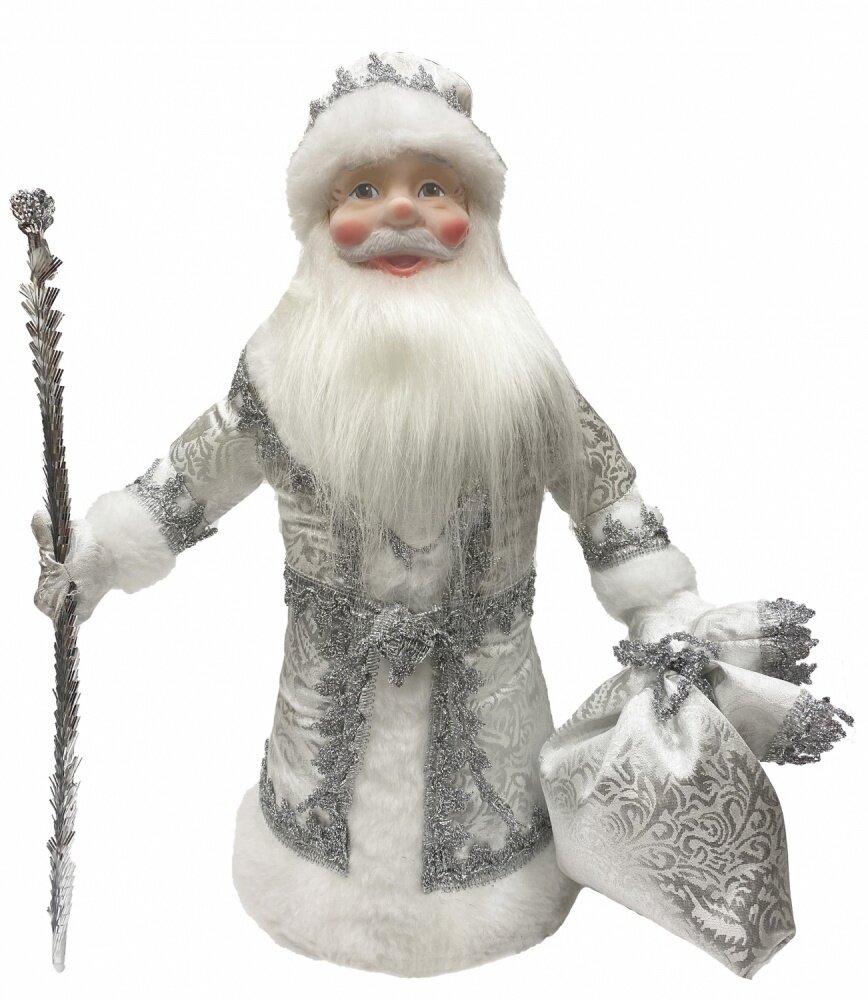 Игрушка-кукла Дед Мороз серебряный 40 см, в упаковке