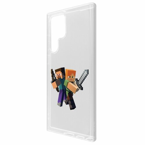 Чехол-накладка Krutoff Clear Case Minecraft-Стив и Алекс для Samsung Galaxy S22 Ultra чехол накладка krutoff clear case стив и алекс для realme 6i