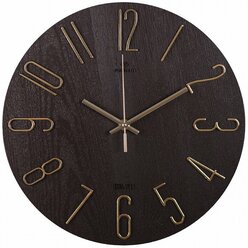 Часы настенные Рубин "Классика", корпус коричневый, золото, d-30см (3010-003)
