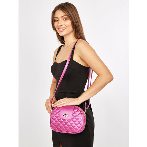 Сумка кросс-боди Vialani, фактура стеганая, фуксия