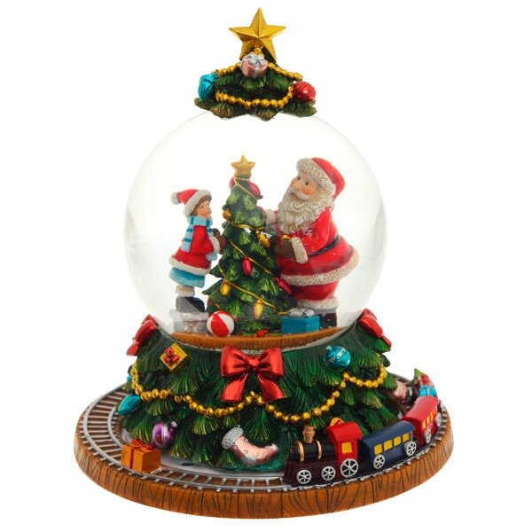 фото Фигурка декоративная в стекл. шаре (муз, движ.) "Новый год", D 9,5 см, L14,5 W14,5 H17,5 см