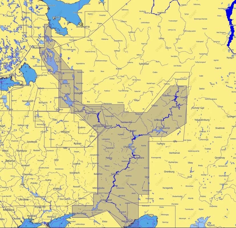 Карта глубин для эхолота Lowrance RS-Y237 Волга Кама Онежское Озеро И Каналы (космо)