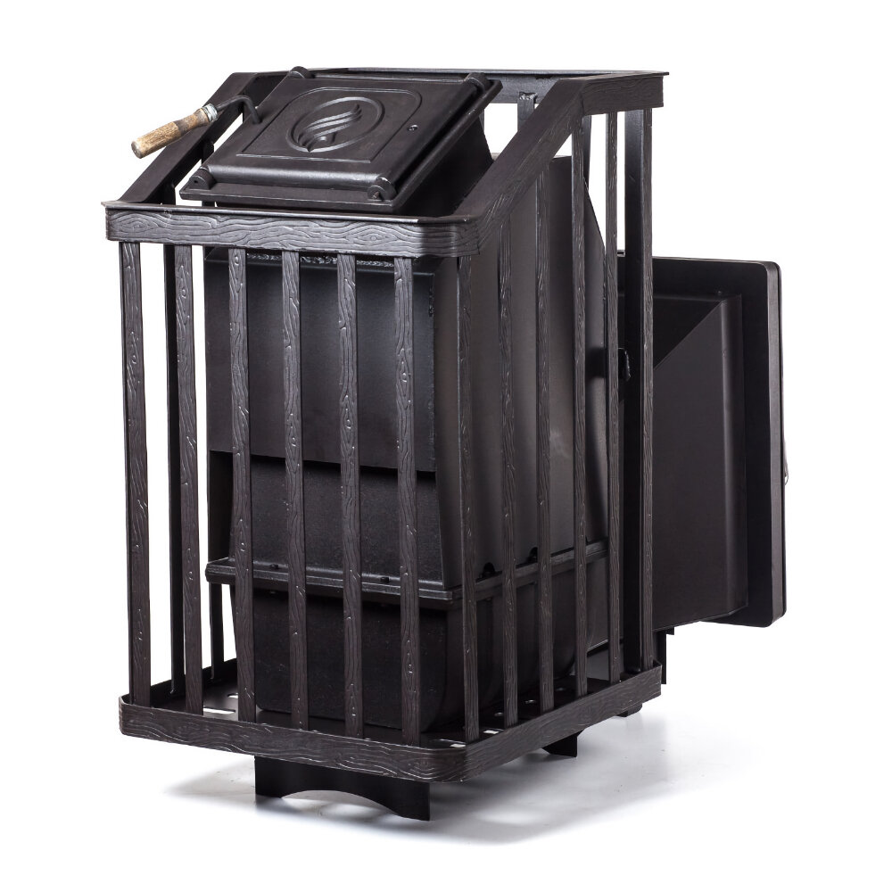 фото Чугунная банная печь Fireway "ПароВар-18-505" с закрытой каменкой с дверцей P103