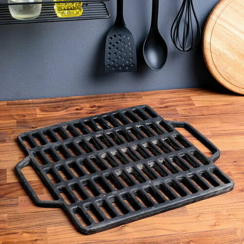 Решетка для гриля чугунная, с ручками, 40 x 44 x 1 см