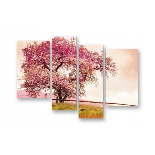 Модульная картина на холсте | Diva Kartina | Природа. Цветущее Розовое дерево | 140X100 см