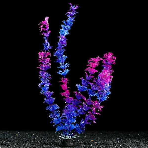 Растение искусственное аквариумное, 4 x 30 см, синее, 5 шт.