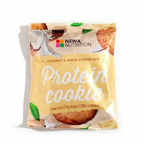 фото Печенье протеиновое вкус кокос с белым шоколадом, 40 г newa nutrition