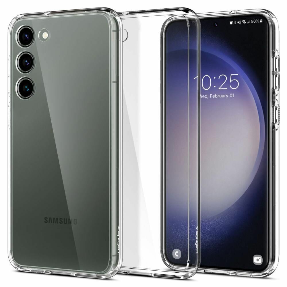 Чехол Spigen на Samsung Galaxy S23 Plus (ACS05668) Ultra Hybrid / Спиген чехол для Галакси С23 Плюс накладка, противоударный, с защитой камеры, прозрачный