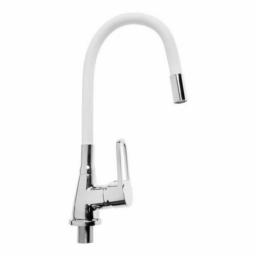 Смеситель для кухни BY С4-KW L5111, однорычажный, гибкий излив, белый