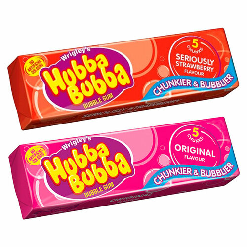 Жевательная резинка Wrigley's Hubba Bubba - набор 2 вкуса (клубничный, оригинальный) (Германия), 35 г (2 шт)