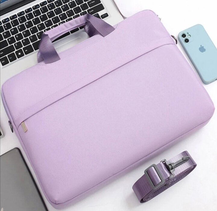 фото Сумка для ноутбука ультрабука макбука планшета диагональю до 15.6 дюймов с ручкой и ремнем, мужская, женская из водоотталкивающей ткани