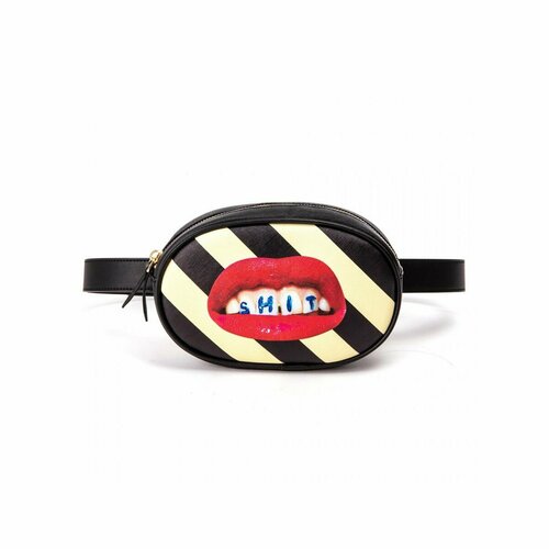 Сумка багет Seletti, фактура гладкая, черный