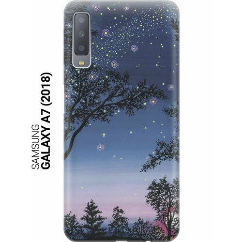 Ультратонкий силиконовый чехол-накладка для Samsung Galaxy A7 (2018) с принтом Деревья и звезды ультратонкий силиконовый чехол накладка для samsung galaxy a80 с принтом деревья и звезды