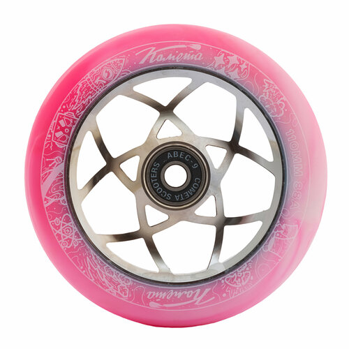 фото Колесо д/сам. комета атом бело-розовый / хром