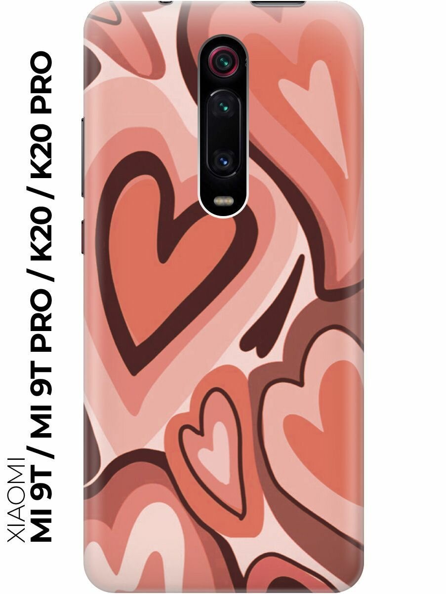Силиконовый чехол Нарисованные сердечки на Xiaomi Mi 9T / Mi 9T Pro / K20 / K20 Pro / Сяоми Ми 9Т / Ми 9Т Про