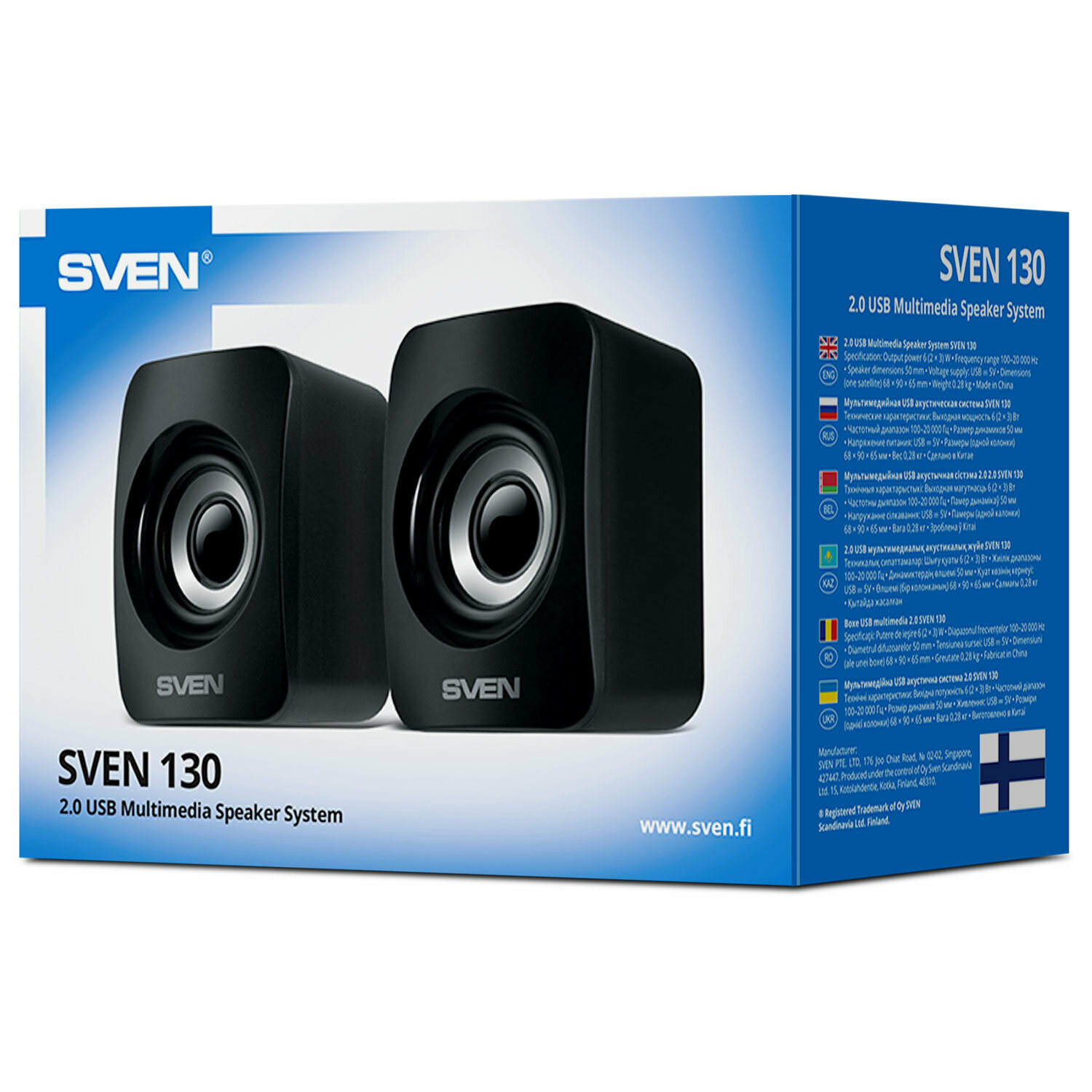 Компьютерная акустика 2.0 Sven 130 SV-020224 2*3 Вт(RMS), 100 Гц-20 КГц, USB, чёрная