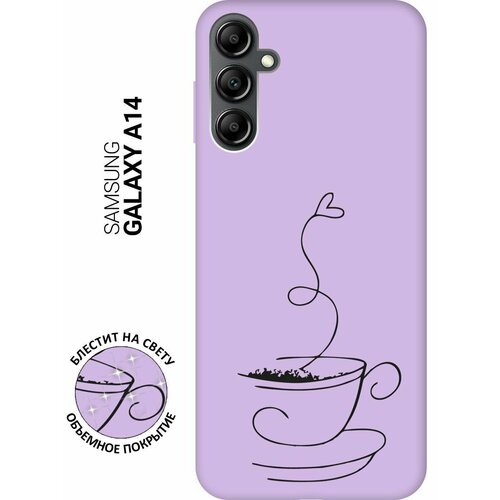 Силиконовый чехол на Samsung Galaxy A14, Самсунг А14 Silky Touch Premium с принтом Coffee Love сиреневый силиконовый чехол на samsung galaxy a14 самсунг а14 silky touch premium с принтом princes сиреневый