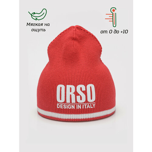 фото Шапка бини orso bianco, размер 54, красный