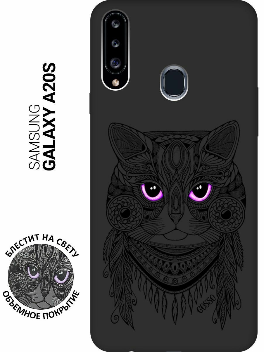 Ультратонкая защитная накладка Soft Touch для Samsung Galaxy A20s с принтом "Grand Cat" черная
