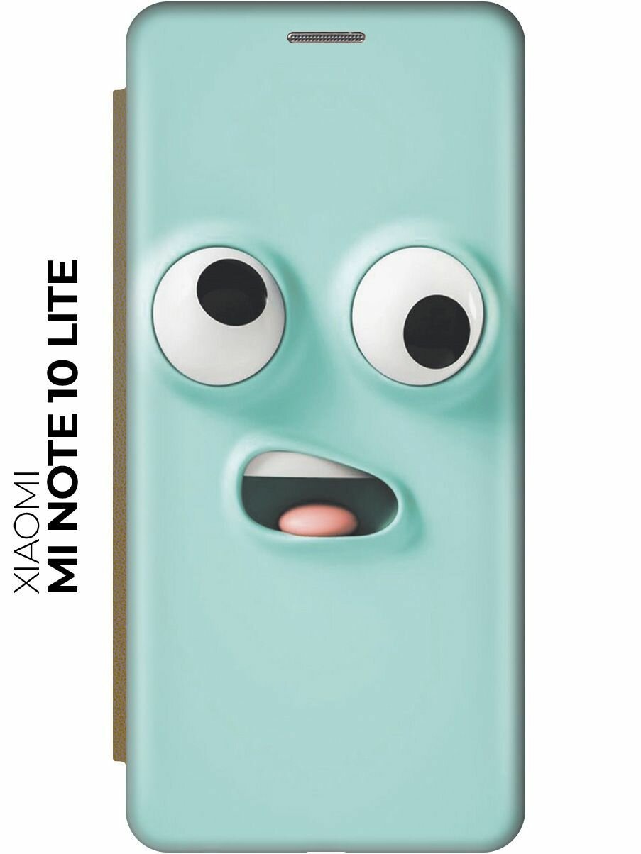Чехол-книжка Голубое лицо на Xiaomi Mi Note 10 Lite / Сяоми Ми Ноут 10 Лайт с эффектом блика золотой