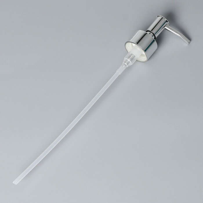Помпа для дозатора, пластик, диаметр резьбы 28 мм, длина палочки 20 см, цвет серебристый (1шт.)