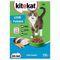 Корм для животных Kitekat, 350 г, для взрослых кошек, сухой, Улов рыбака, пакет, 10132131. 226431