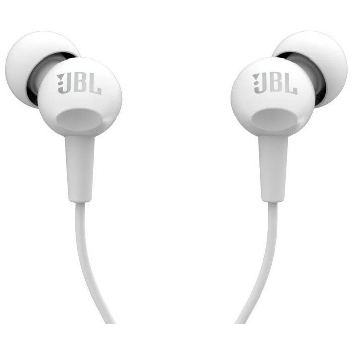 JBL Наушники JBL С100SI, вакуумные, микрофон, 100дБ, 16 Ом, 3.5 мм, 1.2 м, белые