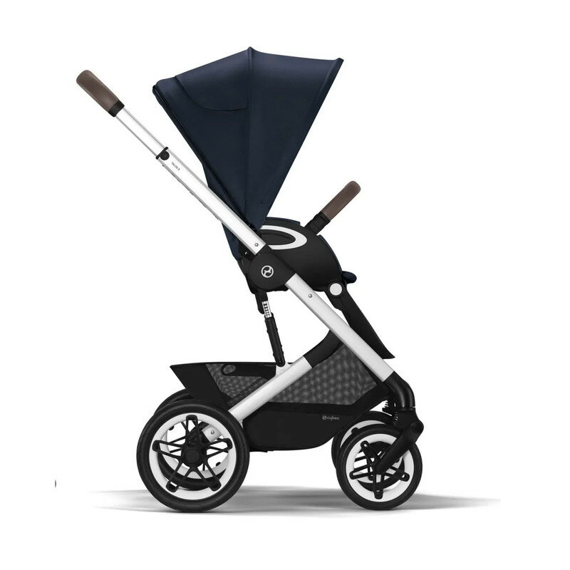 Cybex Talos S Lux Прогулочная коляска (2023), рама Silver, текстиль Ocean Blue c накидкой и дождевиком