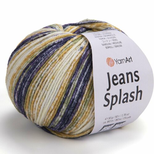 Пряжа Jeans Splash, YarnArt, бел/беж/син - 953, 55% хлопок, 45% акрил, 5 мотков, 50 г, 160 м.