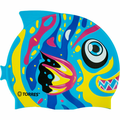 шапочка для плавания torres flat sw 12202mv сиреневый мультиколор силикон Шапочка для плавания детская TORRES Junior, SW-12206AF, голубой, силикон