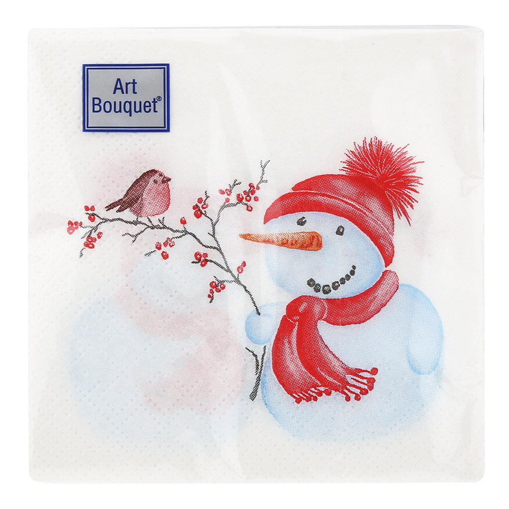 Салфетки бумажные Art Bouquet «Милый снеговик», 2 слоя, 20х20, 30 шт. - фотография № 3